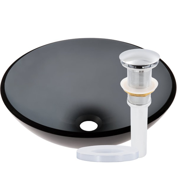 Novatto NERA Glass Vessel Bathroom Sink Set, Chrome TIS-168GCH - main